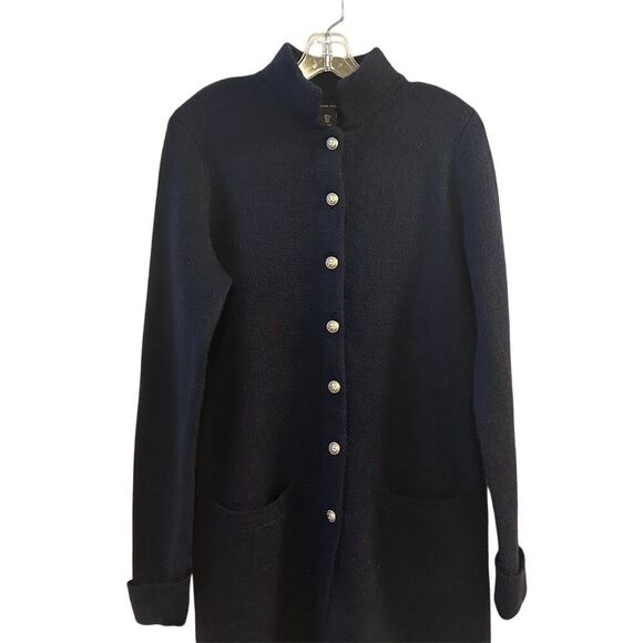 Adrienne Vittadini Women's Blue Long Jacket Lion Buttons Size L - Picture 7 of 14